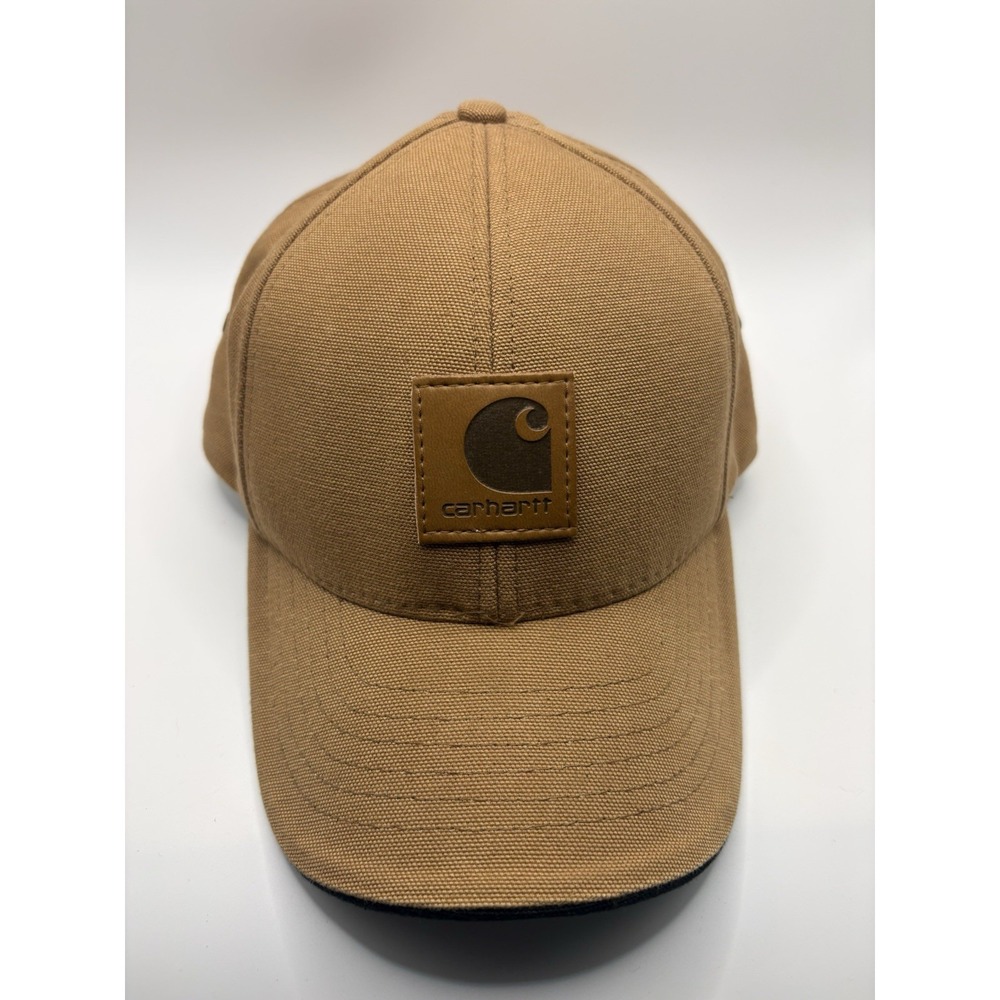 Vintage Carhartt A145 BRN Hat Brown Duck Canvas Leather Strapback USA 2007